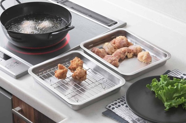 ヨシカワ（yoshikawa） ステンレス 浅型バットセット 2pcs 蓋×2・アミ×1 日本製 SJ3659 thumbnail 8